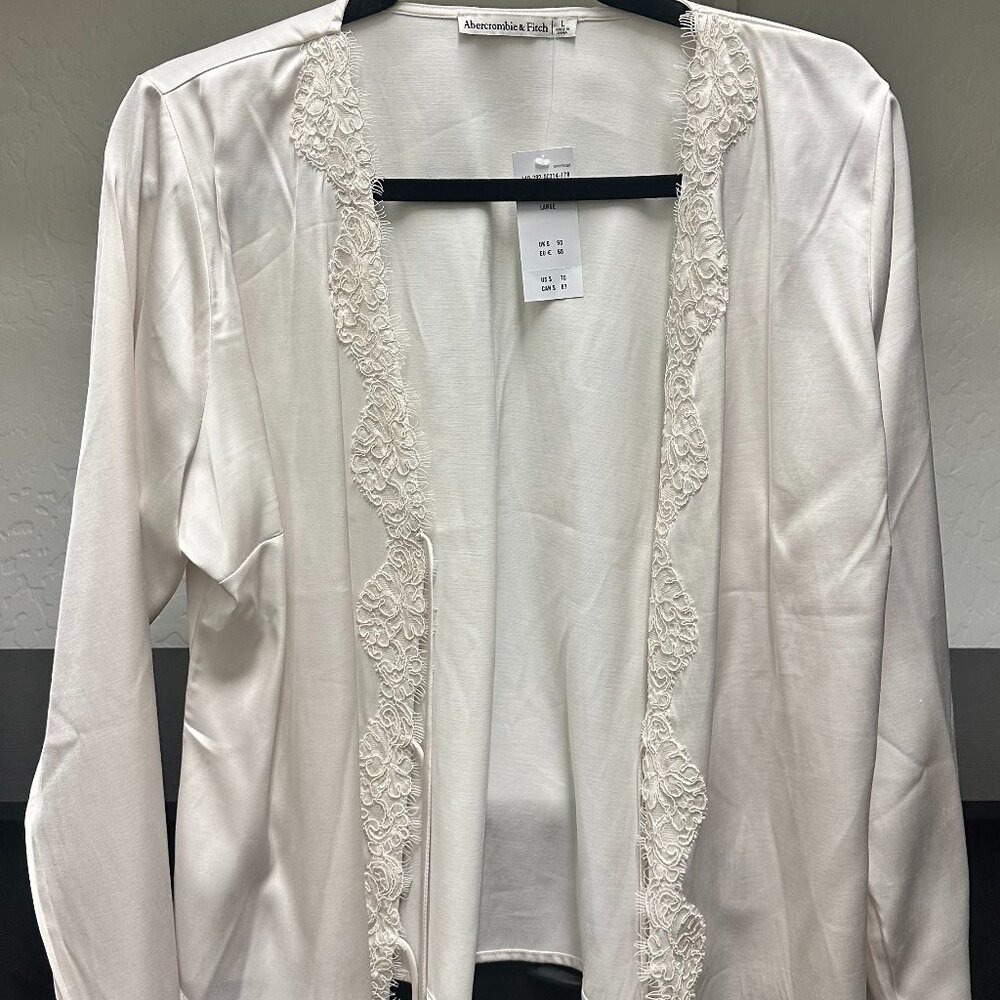 Long-Sleeve Lace-Trim Tie-Front Top